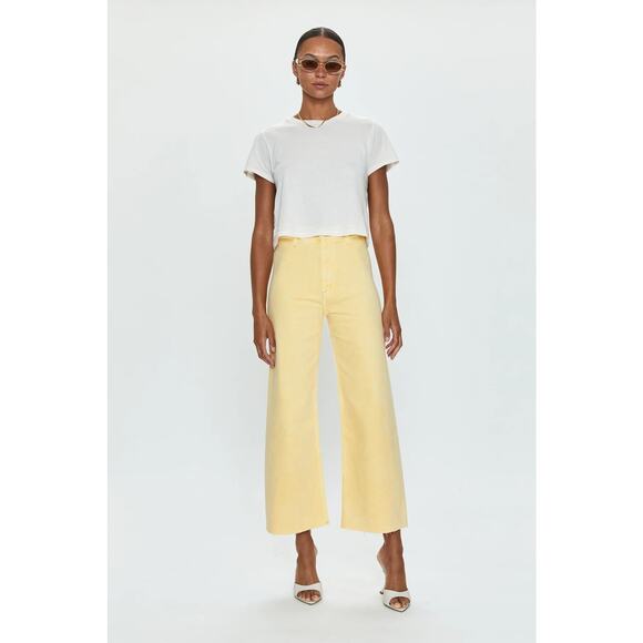 pistola Denim - Penny Ankle Pintuck High Rise Wide Leg - Buttercup